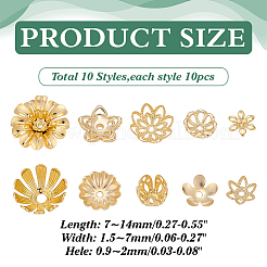 100Pcs 10 Styles Brass Bead Caps Sets&nbsp;KK-ME0001-92