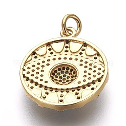 Brass Micro Pave Cubic Zirconia Pendants&nbsp;KK-P156-21G-NR