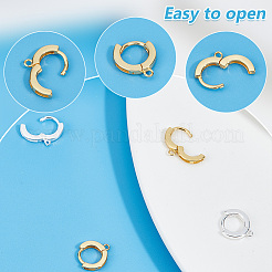 2 Pairs 2 Colors 925 Sterling Silver Hoop Earring Findings&nbsp;FIND-GO0001-69
