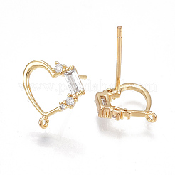 Brass Cubic Zirconia Stud Earring Findings&nbsp;X-KK-S350-001G