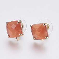 Faceted Glass Stud Earring Findings&nbsp;GLAA-F084-C