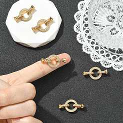 SHEGRACE Brass Micro Pave Clear Cubic Zirconi Fold Over Clasps&nbsp;XGRQ6B122-887G