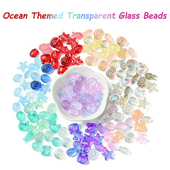 25Pcs 5 Style Ocean Themed Transparent Glass Beads Sets&nbsp;GLAA-YW0003-40A