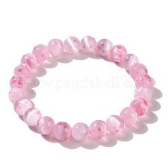 Dyed Natural Selenite Round Beaded Stretch Bracelet for Women&nbsp;BJEW-G697-02B