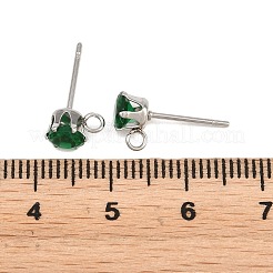 304 Stainless Steel Micro Pave Cubic Zirconia Stud Earring Findings&nbsp;STAS-H240-56P-05