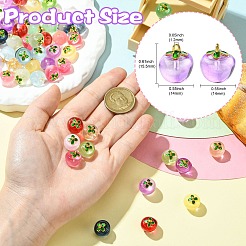 60Pcs 12 Colors Transparent Glass Apple Pendants&nbsp;DGLA-CJ0001-03