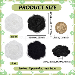 20Pcs 2 Colors 3D Rose Flower Polyester Computerized Embroidered Ornament Accessories&nbsp;DIY-FG0007-96