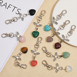 1 Set Heart Shape Gemstone Pendant Decoration&nbsp;HJEW-CA0001-52