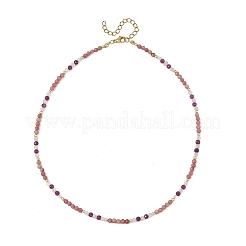 Natural Rhodonite Faceted Round Beaded Necklaces&nbsp;NJEW-JN06430-04