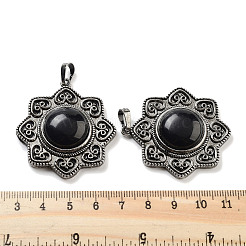 Natural Obsidian & Brass Pendants&nbsp;G-K338-09AS-10