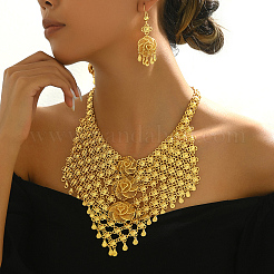 Luxurious Alloy Flower Tassel Necklaces & Earrings Sets Womenfor Elegant Events&nbsp;FJ5818