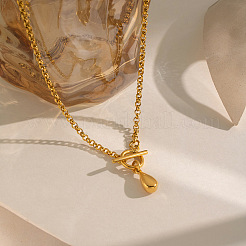 304 Stainless Steel Teardrop OT Pendant Necklaces for Women&nbsp;MS4258