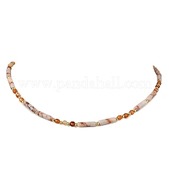 Natural Red Netstone Column & Faceted Round Red Agate Beaded Necklaces for Women&nbsp;NJEW-JN05647