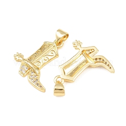 Brass Micro Pave Cubic Zirconia Pendants&nbsp;KK-C162-098G