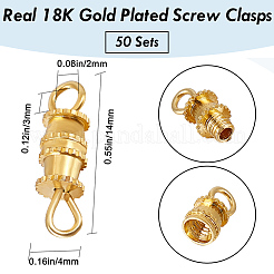 50Pcs Brass Screw Clasps&nbsp;KK-BBC0018-50G