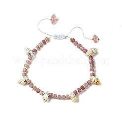 Natural Rhodonite & Cherry Quartz Beaded Charm Bracelets&nbsp;BJEW-JB11517-02
