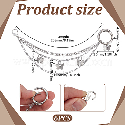 6Pcs Butterfly 304 Stainless Steel Boot Strap Chains&nbsp;HJEW-UN00117