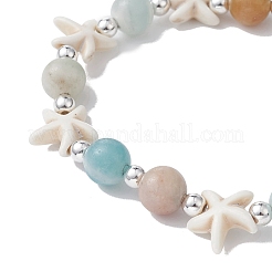 Natural & Synthetic Mixed Gemstone Beaded Stretch Bracelet&nbsp;X-BJEW-JB09516-02