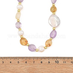 Natural Amethyst and Heated Citrine Tumbled Stone Beaded Necklaces&nbsp;NJEW-JN06581