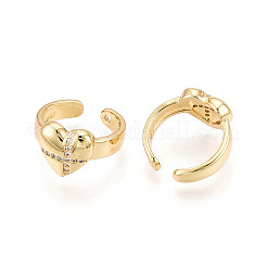 Brass Micro Pave Clear Cubic Zirconia Cuff Earrings&nbsp;KK-T074-36G