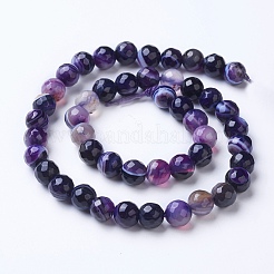 Natural Striped Agate/Banded Agate Beads Strands&nbsp;G-G753-07-6mm