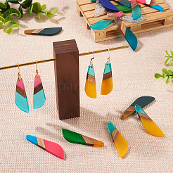 20Pcs 10 Colors Resin & Walnut Wood Big Pendants&nbsp;RESI-TA0001-71
