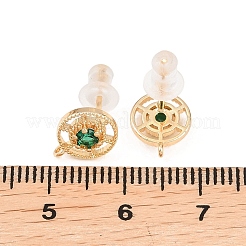 Brass Cubic Zirconia Stud Earring Findings&nbsp;EJEW-A155-03D-G