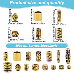 300Pcs 15 Styles Tibetan Style Alloy Beads&nbsp;TIBEB-GO0001-08C