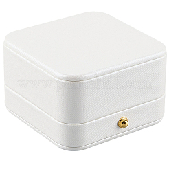Square Imitation Leather Couple Ring Storage Boxes with Velvet Inside and Golden Findings&nbsp;CON-WH20005-23C