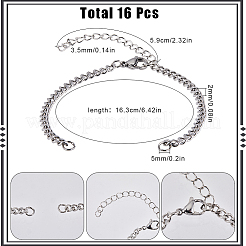 16Pcs 304 Stainless Steel Twisted Chains Bracelet Making&nbsp;AJEW-SC0002-50