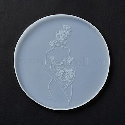Mother's Day Theme Flat Round Cup Mat Silicone Molds&nbsp;DIY-I088-08