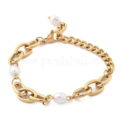 304 Stainless Steel Cable & Cuban Link Chain Bracelets for Women&nbsp;BJEW-C089-07G