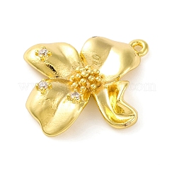 Brass Pave Clear Cubic Zirconia Pendants&nbsp;KK-Z051-02G-02
