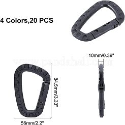 20Pcs 4 Colors Plastic Carabiner Keychain&nbsp;TOOL-FH0001-20