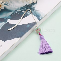 Metal Bookmark Gift with Polyester Tassel Big Pendant Decorations&nbsp;AJEW-JK00167-02