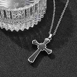 304 Stainless Steel Black Enamel Cross Urn Ashes Necklaces&nbsp;STAS-Z106-05P