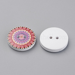 2-Hole Printed Wooden Buttons&nbsp;WOOD-S037-016
