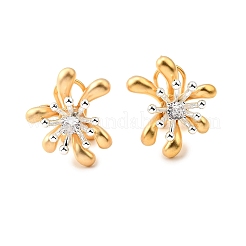 Brass Micro Pave Clear Cubic Zirconia Stud Earrings&nbsp;EJEW-S270-02B-GS