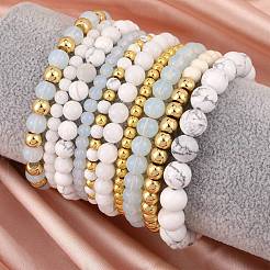 10Pcs 10 Styles Round Natural Dyed Malaysia Jade & White Jade&nbsp;BJEW-SW001578