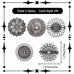 5Pcs 5 Style Vintage Flower Alloy Sweater Shawl Clips Brooches Set&nbsp;AJEW-GF0007-23