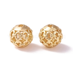 Brass Hollow Round Beads&nbsp;KK-P226-21CG