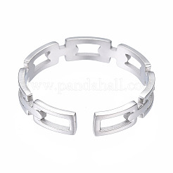 Non-Tarnish 304 Stainless Steel Rectangle Wrap Open Cuff Ring&nbsp;LS-RJEW-T023-70P