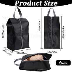 4Pcs Rectangle Polyester Fabric Waterproof Shoes Storage Zipper Bags with Imitation Leather Handle&nbsp;ABAG-GF0001-31