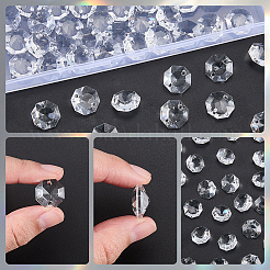 80Pcs Transparent Faceted Glass Connector Charms&nbsp;GLAA-SP0001-88D-01