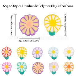 60g 10 Styles Handmade Polymer Clay Cabochons&nbsp;CLAY-CJ0001-66