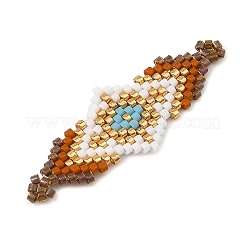 Glass MIYUKI Delica Beads Braided Connector Charms&nbsp;PALLOY-MZ01412-03