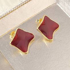 Brass Enamel Stud Earrings for Women&nbsp;KK-CBA760A-07G-05