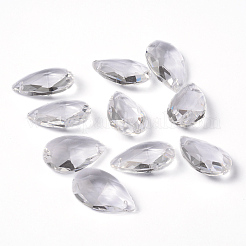 Faceted Teardrop Transparent Glass Pendants&nbsp;X-EGLA-R085-03