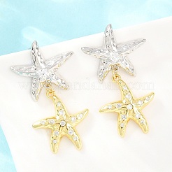 Brass Micro Pave Cubic Zirconia Dangle Stud Earrings&nbsp;EJEW-G471-29C-GP