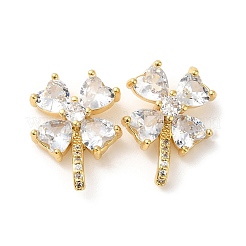 Rack Plating Real 18K Gold Plated Brass Clover Stud Earrings&nbsp;EJEW-B034-01G